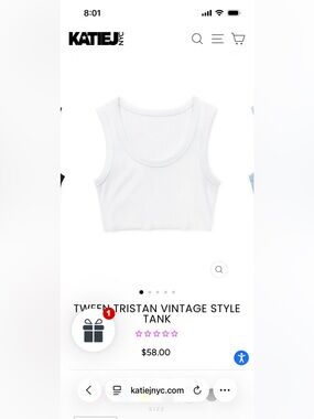 Katie J NYC White Scoop Neck Ribbed Crop Tank